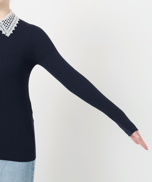 追加》レース襟 RIBホールガーメントプルオーバー（ニット/セーター