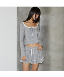 Lace Cancan Mini Skirt [Gray]