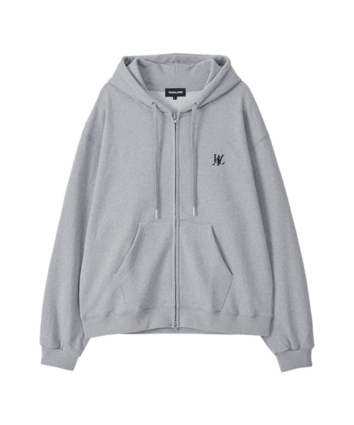 WOOALONG(ウアロン)の「Signature hood zip-up (2colors)(パーカー・レディース・ブラック/グレー・MEDIUM/LARGE/SMALL)」の2枚目の写真