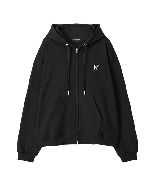 WOOALONG(ウアロン)の「Signature hood zip-up (2colors)(パーカー・レディース・ブラック/グレー・MEDIUM/LARGE/SMALL)」の1枚目の写真