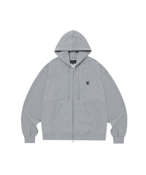 WOOALONG(ウアロン)の「Signature hood zip-up (2colors)(パーカー・レディース・ブラック/グレー・MEDIUM/LARGE/SMALL)」の3枚目の写真