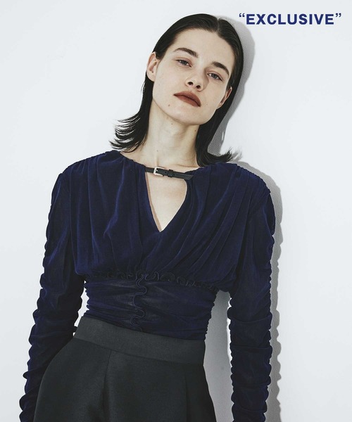 FETICO/フェティコ】別注 Velvet tulle shirring bodysuit/ベルベット