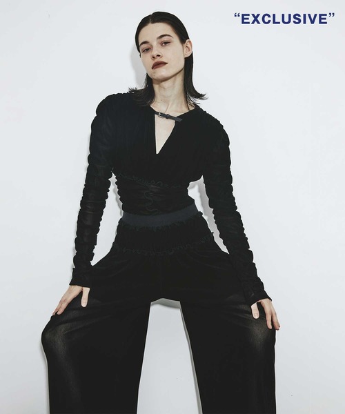 FETICO/フェティコ】別注 Velvet tulle shirring bodysuit/ベルベット