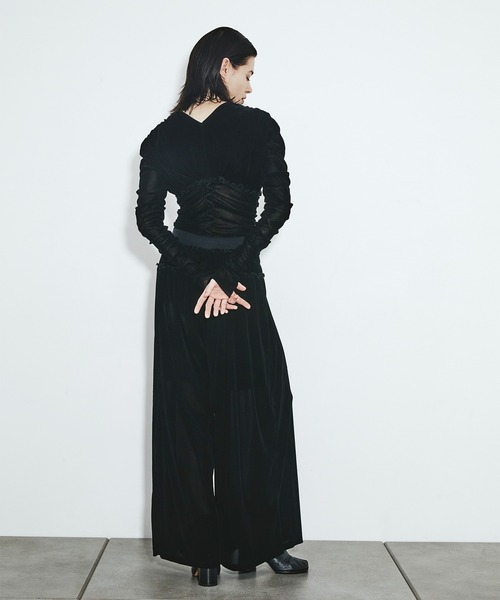 FETICO/フェティコ】別注 Velvet tulle shirring bodysuit/ベルベット