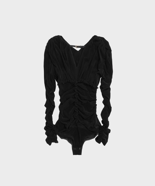 FETICO/フェティコ】別注 Velvet tulle shirring bodysuit/ベルベット