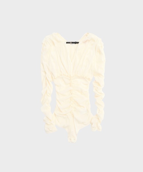 さんりんしゃFETICO 別注ベルベットシャーリングシアーボディースーツ FETICO/フェティコ】別注 Velvet tulle shirring bodysuit/ベルベット