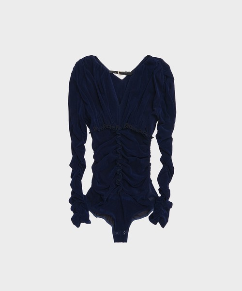 FETICO/フェティコ】別注 Velvet tulle shirring bodysuit/ベルベット