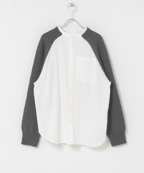 セール】ニットスリーブデザインシャツ（シャツ/ブラウス）｜KBF