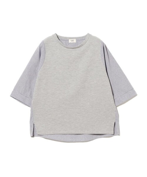 BEAMS HEART(ビームスハート)の「ワッフル × ストライプ プルオーバー(Tシャツ/カットソー・レディース・ライトグレー/オフホワイト/ブルー・FREE)」の3枚目の写真
