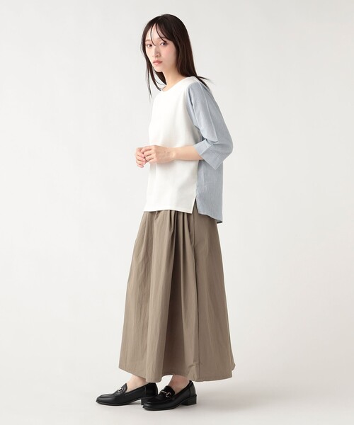 BEAMS HEART(ビームスハート)の「ワッフル × ストライプ プルオーバー(Tシャツ/カットソー・レディース・ライトグレー/オフホワイト/ブルー・FREE)」の7枚目の写真
