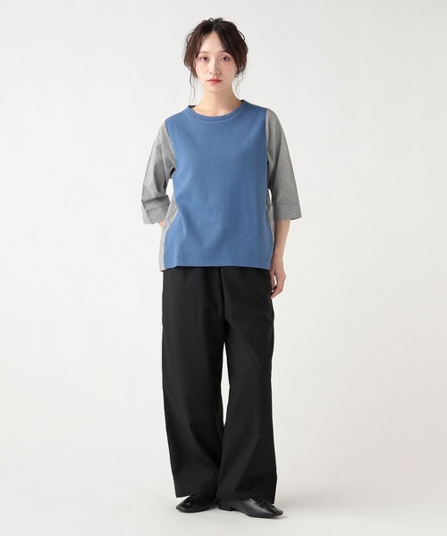 BEAMS HEART(ビームスハート)の「ワッフル × ストライプ プルオーバー(Tシャツ/カットソー・レディース・ライトグレー/オフホワイト/ブルー・FREE)」の9枚目の写真