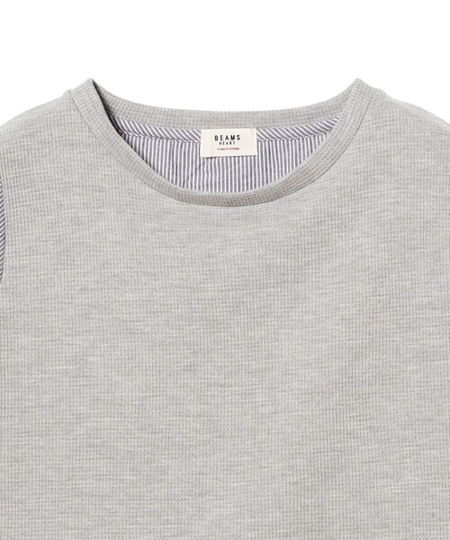 BEAMS HEART(ビームスハート)の「ワッフル × ストライプ プルオーバー(Tシャツ/カットソー・レディース・ライトグレー/オフホワイト/ブルー・FREE)」の17枚目の写真