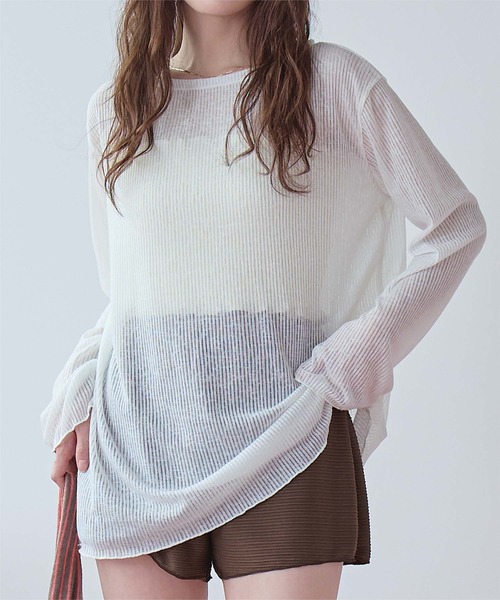 SEA DRESS(シードレス)の「4点セット/長袖トップス付シャーリングビキニ×ショートパンツ/水着(水着・レディース・アイボリー/ブラック系その他/オレンジ/ドット/ブラック/ブラウン・XL/L/M/S)」の17枚目の写真