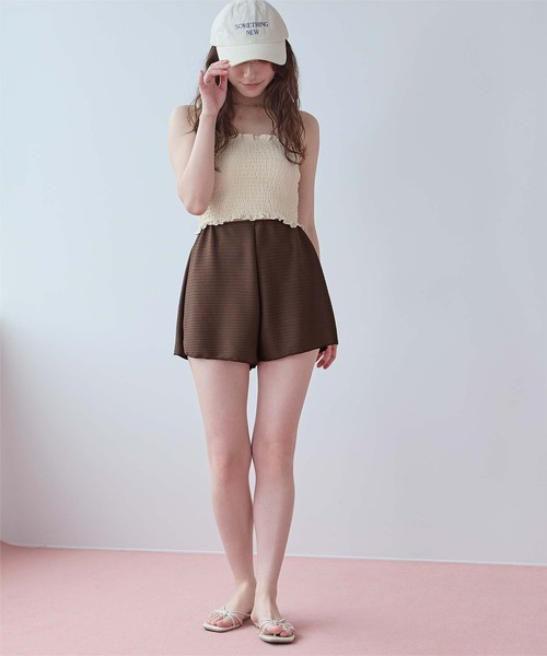SEA DRESS(シードレス)の「4点セット/長袖トップス付シャーリングビキニ×ショートパンツ/水着(水着・レディース・アイボリー/ブラック系その他/オレンジ/ドット/ブラック/ブラウン・XL/L/M/S)」の20枚目の写真
