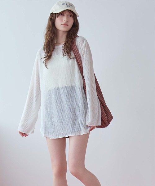 SEA DRESS(シードレス)の「4点セット/長袖トップス付シャーリングビキニ×ショートパンツ/水着(水着・レディース・アイボリー/ブラック系その他/オレンジ/ドット/ブラック/ブラウン・XL/L/M/S)」の18枚目の写真