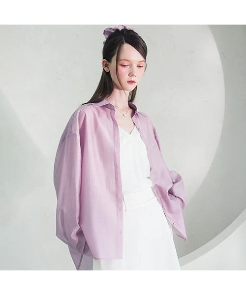 Vivacious（ビバシャス）の「Eclat See-Through Classic Shirt - 9COL（シャツ/ブラウス・レディース・パープル/ネイビー/ライトブルー/ブラック/アイボリー/ブルー/イエロー/ピンク/ミント・FREE）」の8枚目の写真