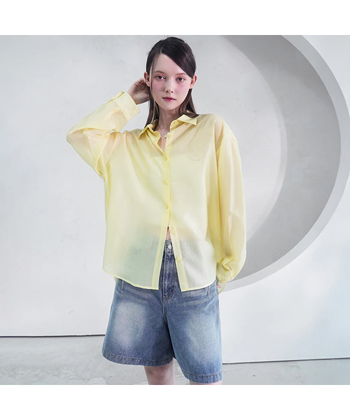 Vivacious（ビバシャス）の「Eclat See-Through Classic Shirt - 9COL（シャツ/ブラウス・レディース・パープル/ネイビー/ライトブルー/ブラック/アイボリー/ブルー/イエロー/ピンク/ミント・FREE）」の9枚目の写真