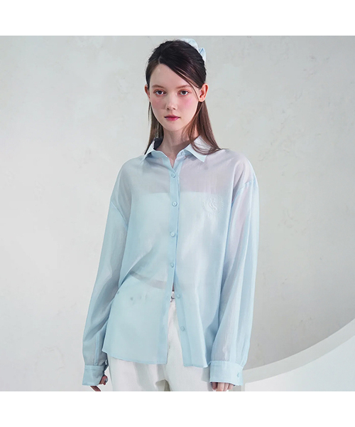 Vivacious（ビバシャス）の「Eclat See-Through Classic Shirt - 9COL（シャツ/ブラウス・レディース・パープル/ネイビー/ライトブルー/ブラック/アイボリー/ブルー/イエロー/ピンク/ミント・FREE）」の5枚目の写真