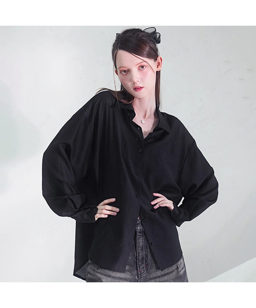 Vivacious（ビバシャス）の「Eclat See-Through Classic Shirt - 9COL（シャツ/ブラウス・レディース・パープル/ネイビー/ライトブルー/ブラック/アイボリー/ブルー/イエロー/ピンク/ミント・FREE）」の3枚目の写真