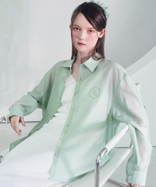 Vivacious（ビバシャス）の「Eclat See-Through Classic Shirt - 9COL（シャツ/ブラウス・レディース・パープル/ネイビー/ライトブルー/ブラック/アイボリー/ブルー/イエロー/ピンク/ミント・FREE）」の13枚目の写真