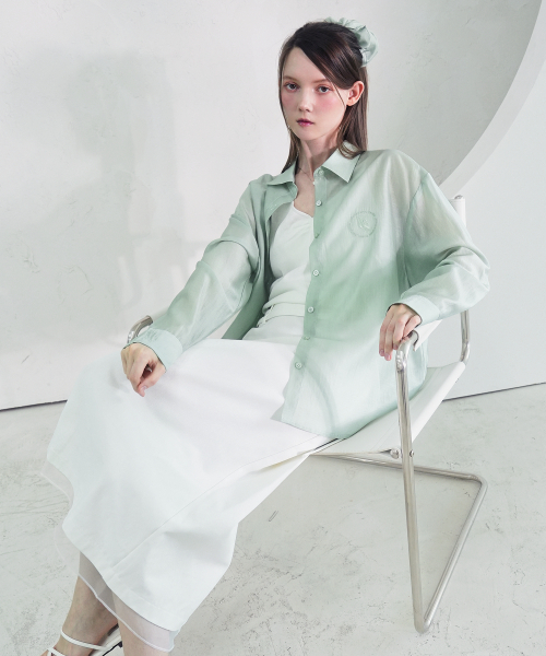Vivacious（ビバシャス）の「Eclat See-Through Classic Shirt - 9COL（シャツ/ブラウス・レディース・パープル/ネイビー/ライトブルー/ブラック/アイボリー/ブルー/イエロー/ピンク/ミント・FREE）」の14枚目の写真