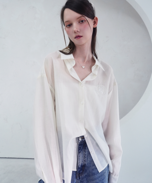 Vivacious（ビバシャス）の「Eclat See-Through Classic Shirt - 9COL（シャツ/ブラウス・レディース・パープル/ネイビー/ライトブルー/ブラック/アイボリー/ブルー/イエロー/ピンク/ミント・FREE）」の15枚目の写真