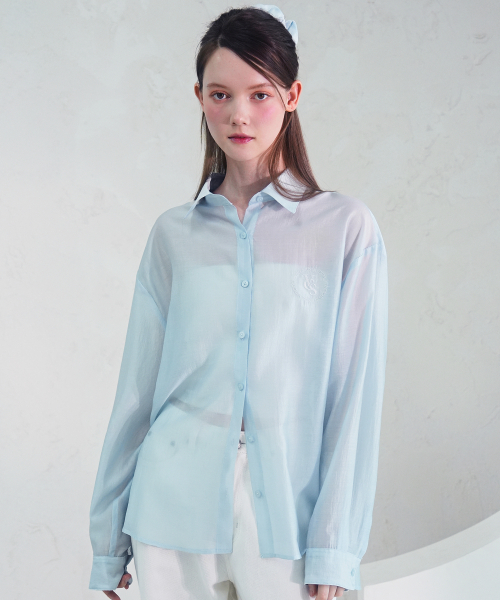 Vivacious（ビバシャス）の「Eclat See-Through Classic Shirt - 9COL（シャツ/ブラウス・レディース・パープル/ネイビー/ライトブルー/ブラック/アイボリー/ブルー/イエロー/ピンク/ミント・FREE）」の16枚目の写真