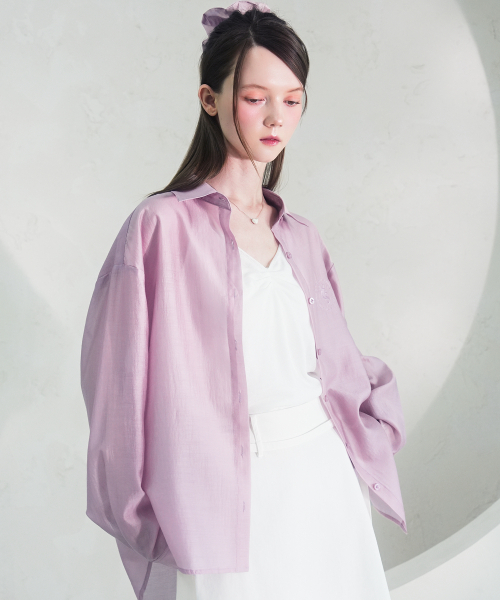 Vivacious（ビバシャス）の「Eclat See-Through Classic Shirt - 9COL（シャツ/ブラウス・レディース・パープル/ネイビー/ライトブルー/ブラック/アイボリー/ブルー/イエロー/ピンク/ミント・FREE）」の18枚目の写真