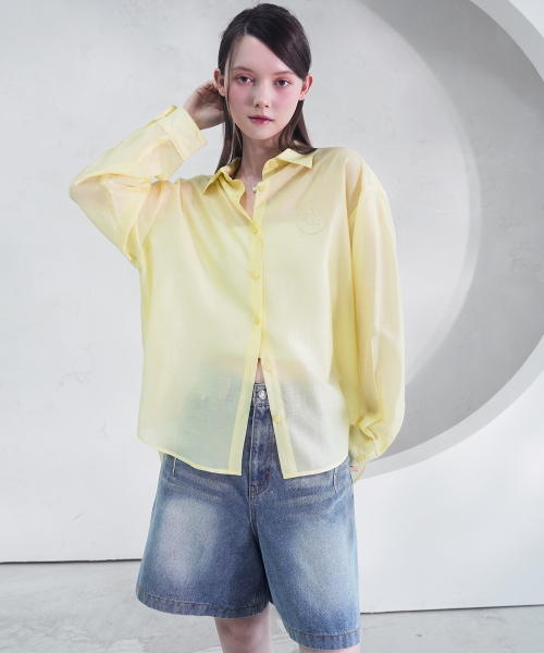 Vivacious（ビバシャス）の「Eclat See-Through Classic Shirt - 9COL（シャツ/ブラウス・レディース・パープル/ネイビー/ライトブルー/ブラック/アイボリー/ブルー/イエロー/ピンク/ミント・FREE）」の19枚目の写真