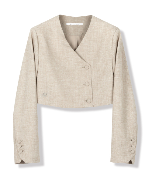 Vivacious(ビバシャス)の「Y-neck Crop Jacket - 3COL(テーラードジャケット・レディース・ベージュ/チャコール/ブラック・SMALL/MEDIUM)」の10枚目の写真