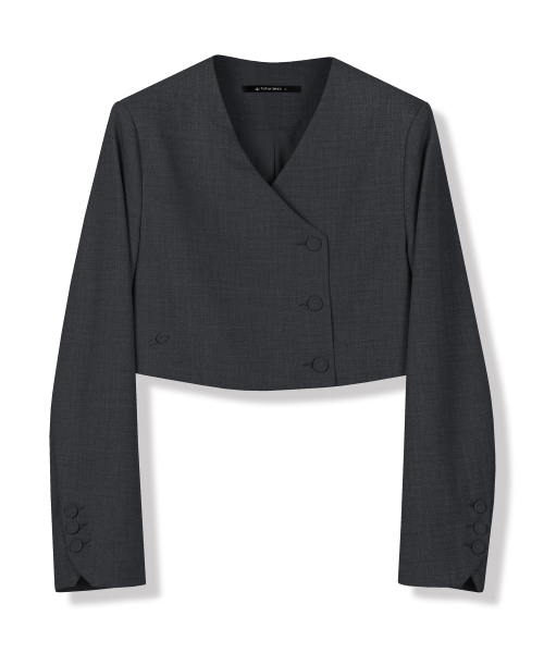 Vivacious(ビバシャス)の「Y-neck Crop Jacket - 3COL(テーラードジャケット・レディース・ベージュ/チャコール/ブラック・SMALL/MEDIUM)」の11枚目の写真
