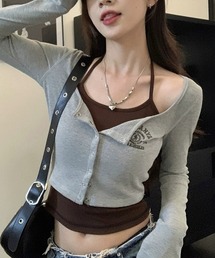 HALEY PESCA/レイヤード風デザイン バイカラーカーディガントップス