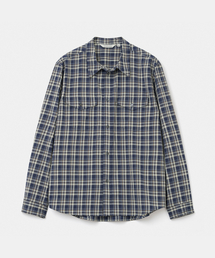 plaid check pocket shirt navy