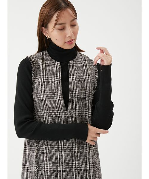 セール】【セットアイテム】リブニットセットレイヤードツイード