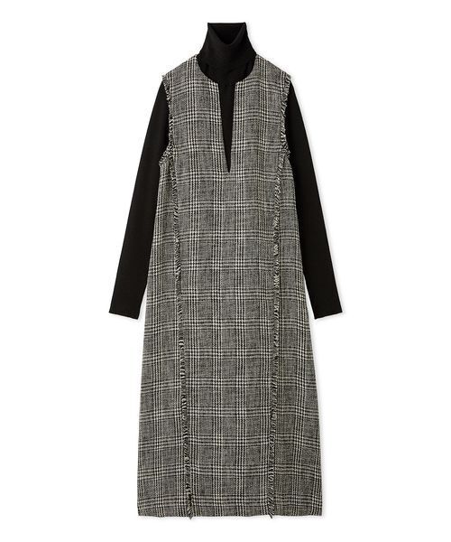 Mila Owen ミラオーウェン リブニットセットレイヤードツイードワンピース Mila Owen｜【セットアイテム】リブニットセットレイヤードツイード