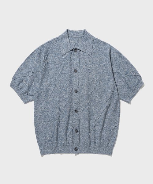 LOGO PATTERN HALF CARDIGAN (SKY)