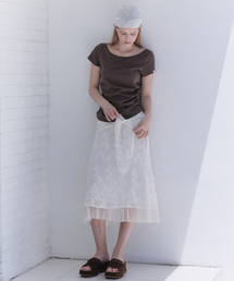 RIBBON DETAIL MERMAID SKIRT (CREAM)