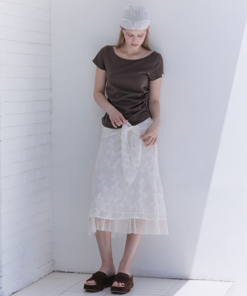 MARGARIN FINGERS(マーガリンフィンガース)の「RIBBON DETAIL MERMAID SKIRT (CREAM)(スカート・レディース・その他・SMALL/MEDIUM)」の1枚目の写真