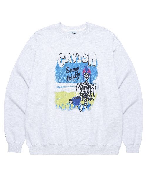 Cavish(カビシ)の「SNOWY HOLIDAY SWEATSHIRT LIGHT GREY(CV2CFUM465A)(スウェット・レディース・ライトグレー・LARGE/MEDIUM/SMALL/X-LARGE)」の1枚目の写真