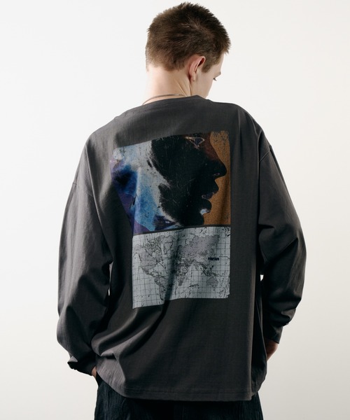 AIVER(アイバー)の「AIVER THE WORLD L/S TEE(Tシャツ/カットソー・メンズ・ブラック/チャコールグレー/オフホワイト・LARGE/MEDIUM/SMALL)」の1枚目の写真