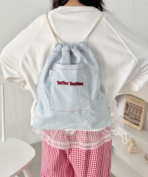 SOLLON.(ソルロン)の「ロゴ刺繍カジュアルナップサック(バックパック/リュック・レディース・ピンク/ネイビー/ライトブルー・FREE)」の2枚目の写真