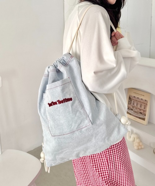 SOLLON.(ソルロン)の「ロゴ刺繍カジュアルナップサック(バックパック/リュック・レディース・ピンク/ネイビー/ライトブルー・FREE)」の18枚目の写真