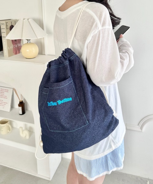 SOLLON.(ソルロン)の「ロゴ刺繍カジュアルナップサック(バックパック/リュック・レディース・ピンク/ネイビー/ライトブルー・FREE)」の13枚目の写真