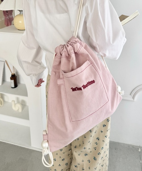 SOLLON.(ソルロン)の「ロゴ刺繍カジュアルナップサック(バックパック/リュック・レディース・ピンク/ネイビー/ライトブルー・FREE)」の8枚目の写真