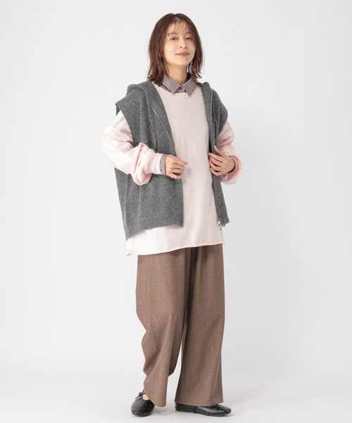 studio CLIP（スタディオクリップ）の「ZIPフーディニットベスト（ベスト・レディース・ライトベージュ/チャコール・FREE）」の16枚目の写真