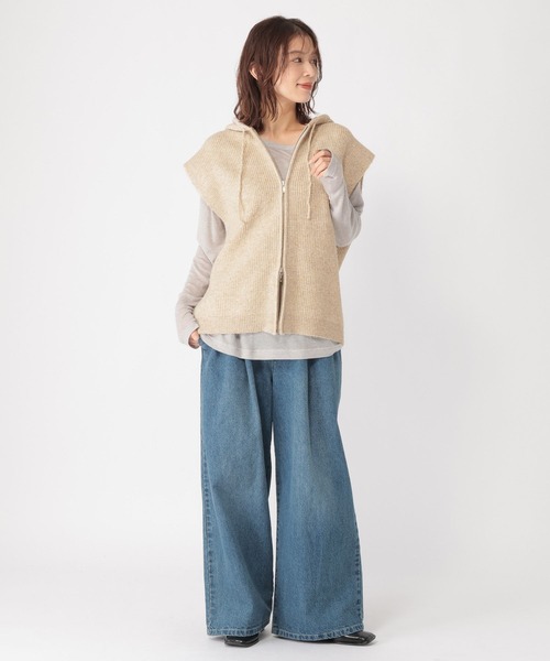 studio CLIP（スタディオクリップ）の「ZIPフーディニットベスト（ベスト・レディース・ライトベージュ/チャコール・FREE）」の19枚目の写真