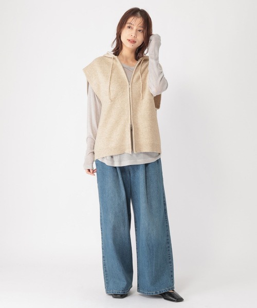 studio CLIP（スタディオクリップ）の「ZIPフーディニットベスト（ベスト・レディース・ライトベージュ/チャコール・FREE）」の20枚目の写真