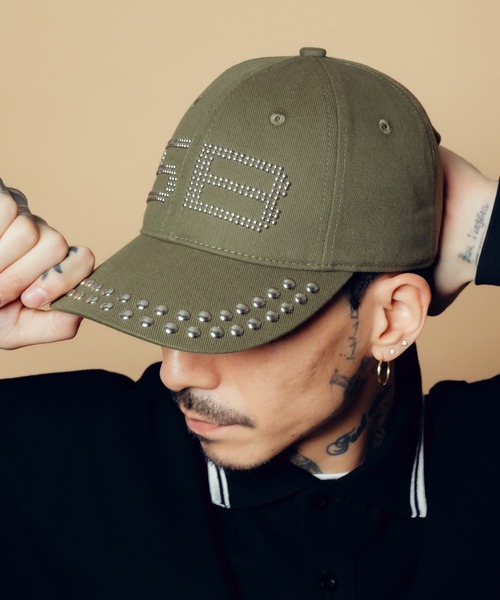 Subciety（サブサエティ）の「Studs logo cap（キャップ・メンズ・オリーブ/ブラック・FREE）」の2枚目の写真