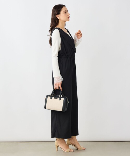 NOLLEY’S Sophi（ノーリーズソフィ）の「ウォッシャブルバックサテンサロペット（つなぎ/オールインワン・レディース・ブラック/オフホワイト・38）」の15枚目の写真