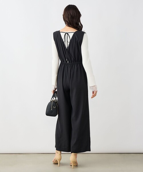 NOLLEY’S Sophi（ノーリーズソフィ）の「ウォッシャブルバックサテンサロペット（つなぎ/オールインワン・レディース・ブラック/オフホワイト・38）」の16枚目の写真